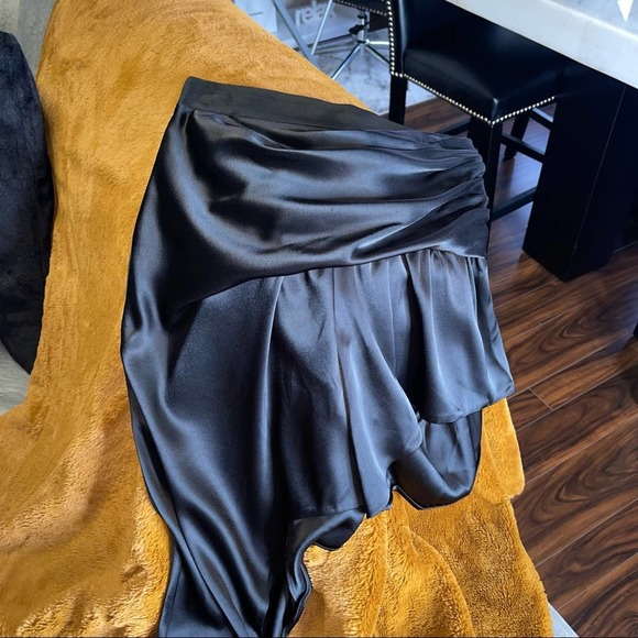 Alexander Wang Women's Black Silk Asymmetric Exposed Leg Skirt with Shorts - Picture 9 of 16